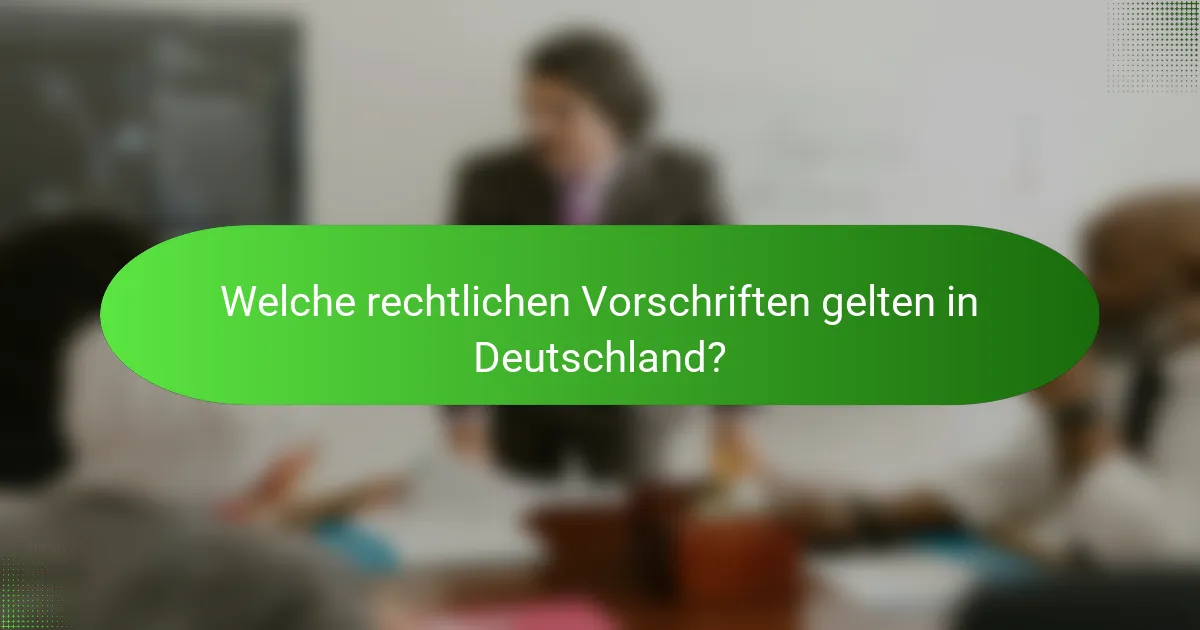 Welche rechtlichen Vorschriften gelten in Deutschland?