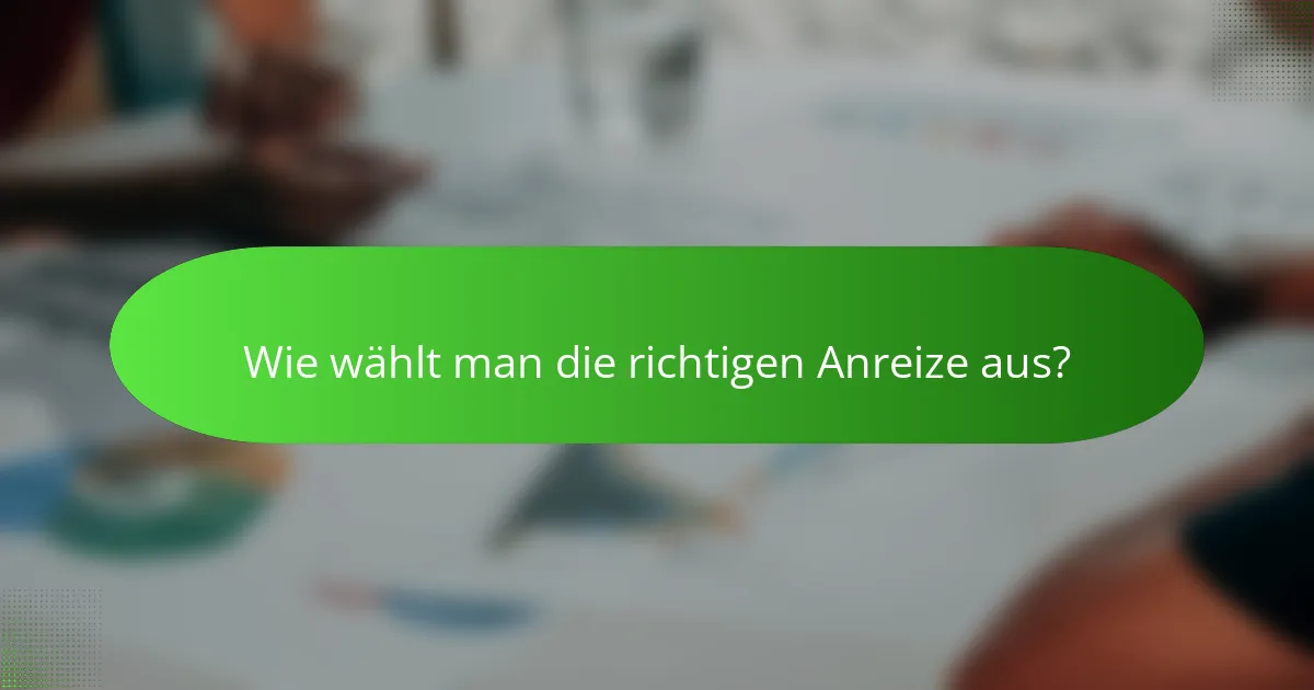 Wie wählt man die richtigen Anreize aus?